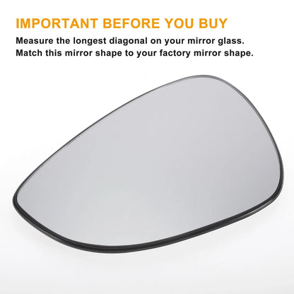 Left Side White Mirror Glass w/ Back Convex Heated for Ford B-Max, Fiesta (2012-2019)
