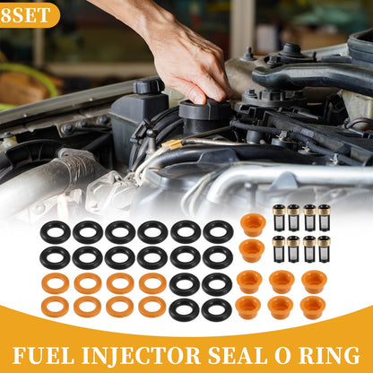 Fuel Injector Seal O Ring 8 x Sets for Ford Ranger (2001) NBR Rubber Black