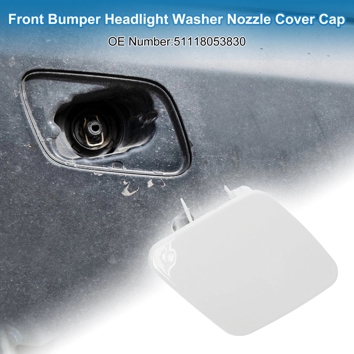 Front Right Bumper Headlight Washer Nozzle Cover Cap White for BMW 1 Series