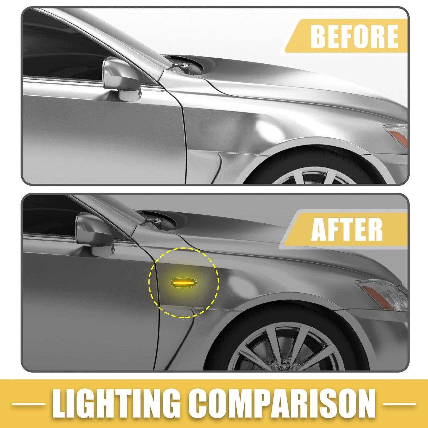 Amber Front Sequential LED Side Marker Lights for Mitsubishi