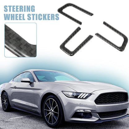 3 x Carbon Fiber Steering Wheel Sticker Trim for Ford Mustang (2015-2020)