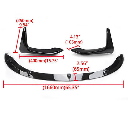 Front Bumper Lip Spoiler Splitter & Side Canard for BMW F80 M3 F82 (2015-2020)