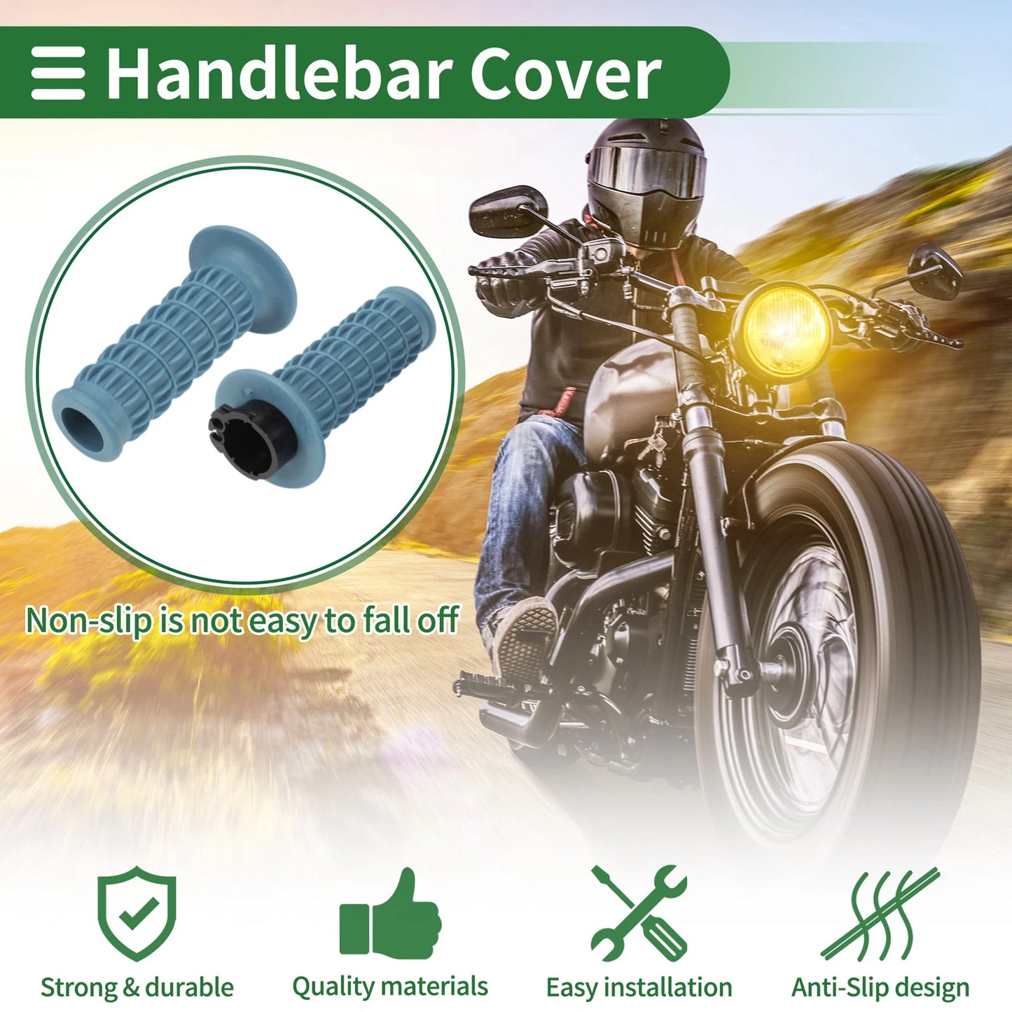 25mm Motorcycle Hand Grips Cover Handlebar Cover TPU Gray Blue