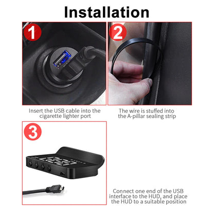 Digital GPS Speedometer Head Up Display for Car - Overspeed Alarm, Tired Warning