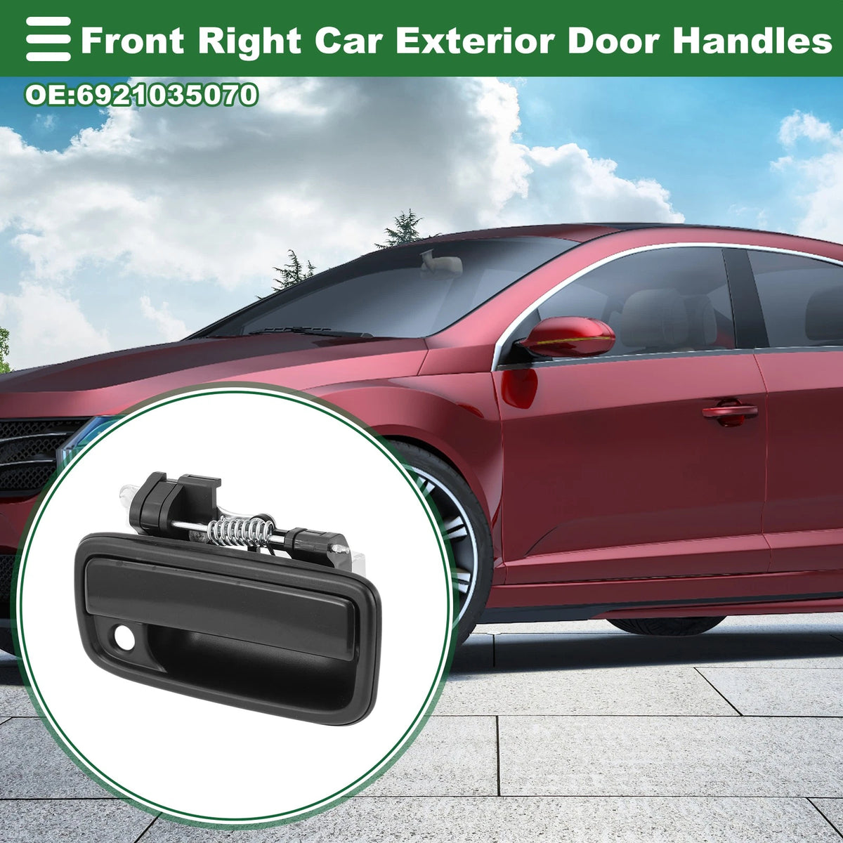 Front Right Exterior Door Handle for Toyota Tacoma Gloss Black (2005-2023)