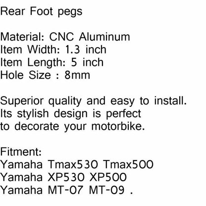 CNC Corner Foot Pegs for Yamaha TMAX 500/530, MT-07/MT-09 (2001-2023)