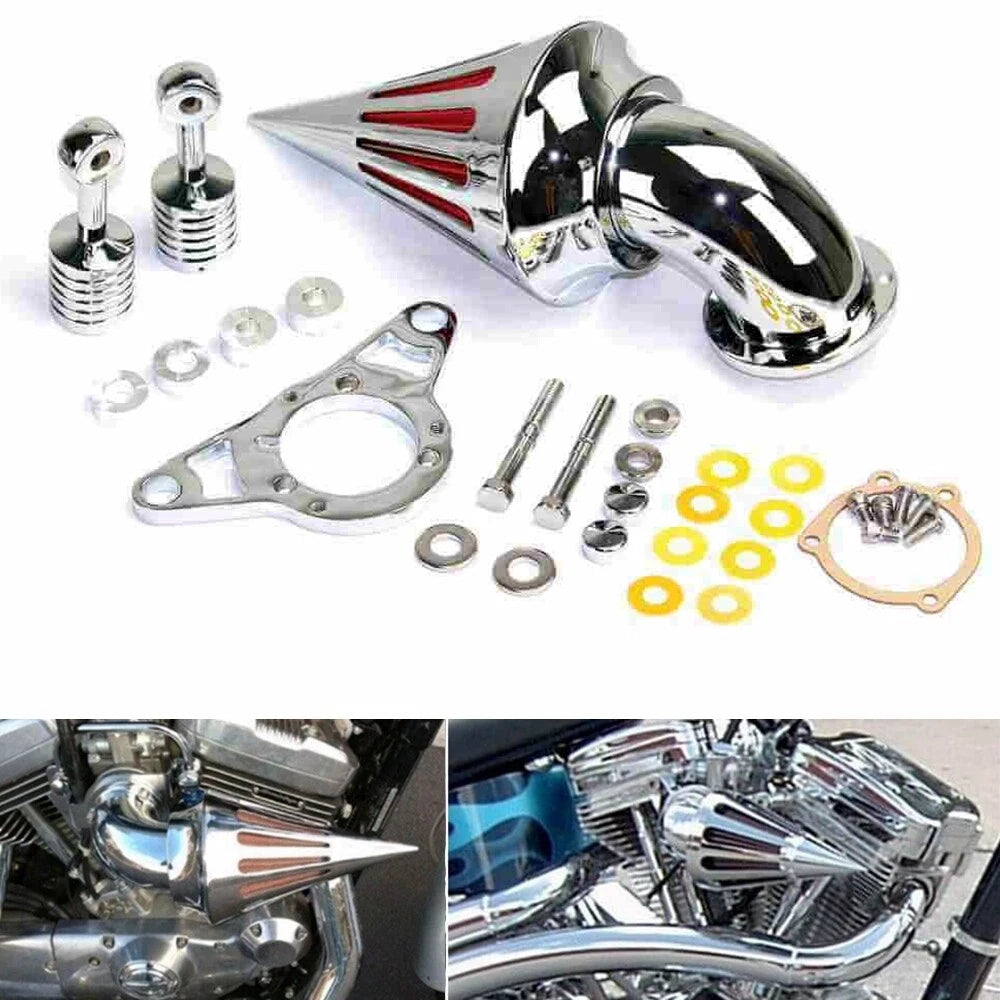 Chrome Spike Air Cleaner Intake Filter for Harley Softail Road King