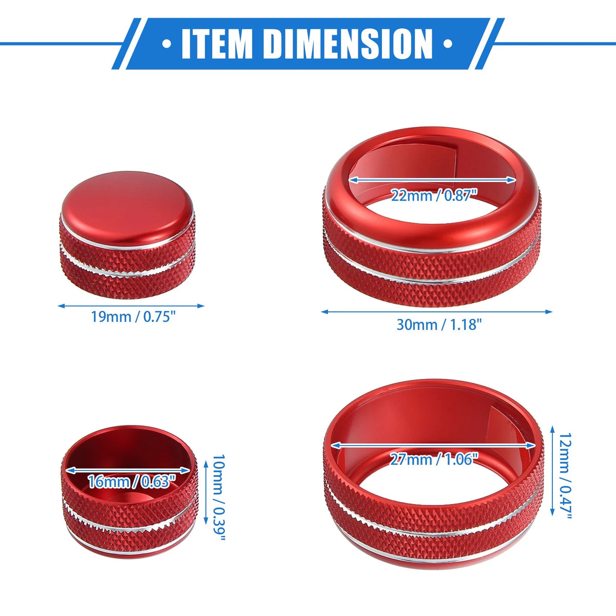 3 x AC Climate Control Knob Rings for Chevrolet Corvette C6 (2005-2013)