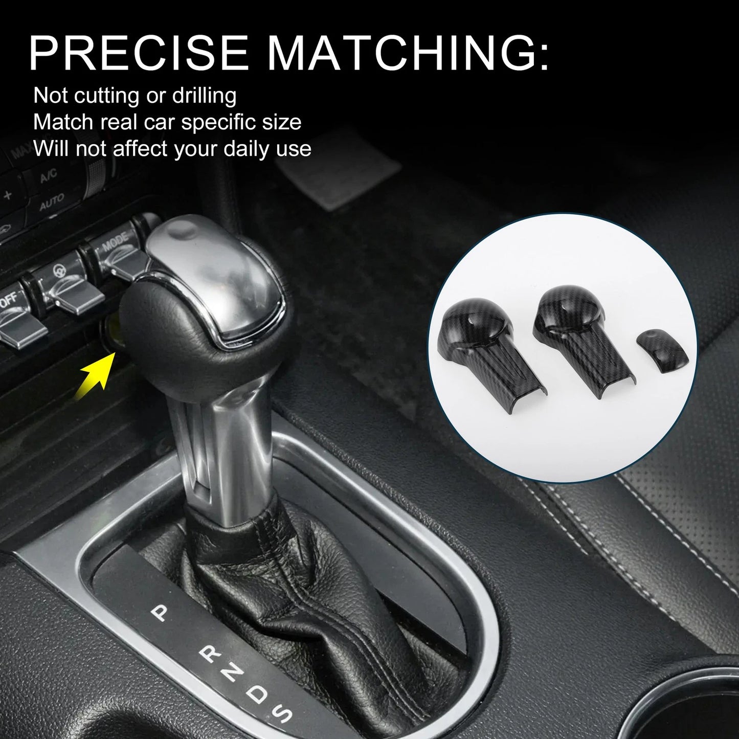 Gear Shift Knob Cover for Ford Mustang 2015-2023 Black Decorator