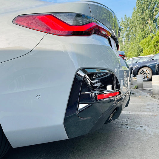 2 x Gloss Black Rear Bumper Side Covers for BMW 4 Series i4 G26 (2020-2024)