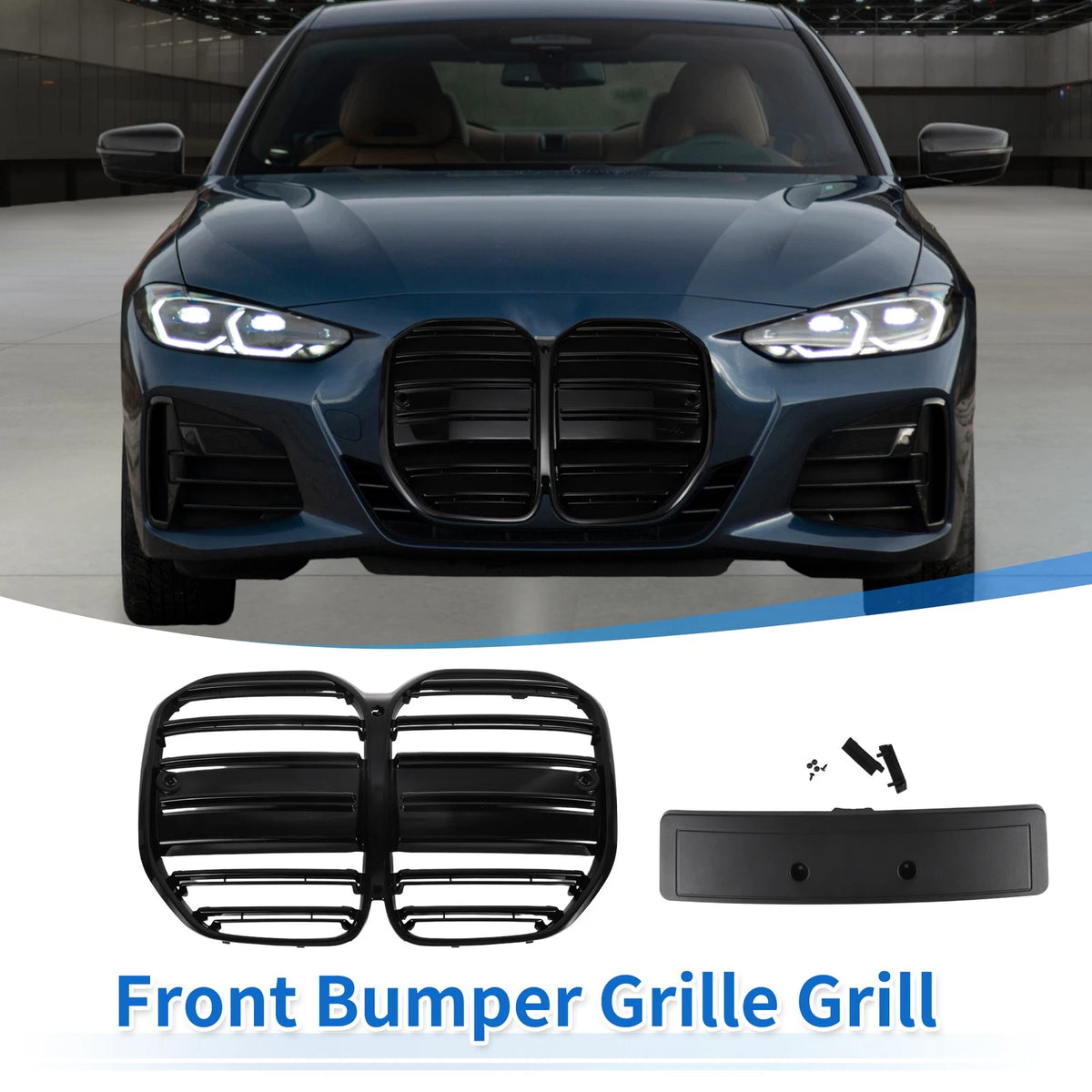 Front Upper Bumper Grille for BMW 4 Series G22 (2021-2023) Black Double Slat
