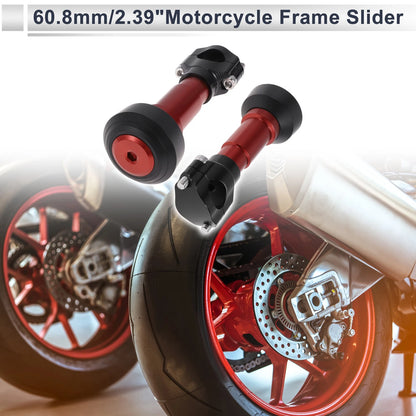 Slider Frame 0.87-1.1" Aluminum Alloy Plastic 2 x Pcs Red for Motorcycle