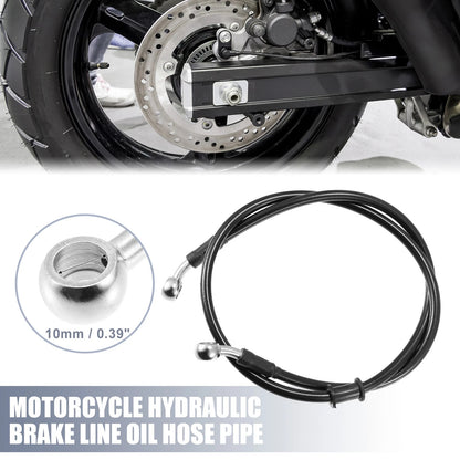 35.43" Length 10mm ID Brake Line Oil Hose Cable Black for Motorcycle