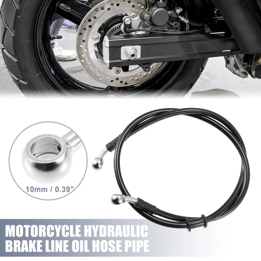35.43" Length 10mm ID Brake Line Oil Hose Cable Black for Motorcycle
