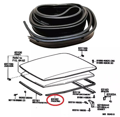 Rear Weatherstrip Roof Seal for Toyota Land Cruiser 40 Series (1960-1984)