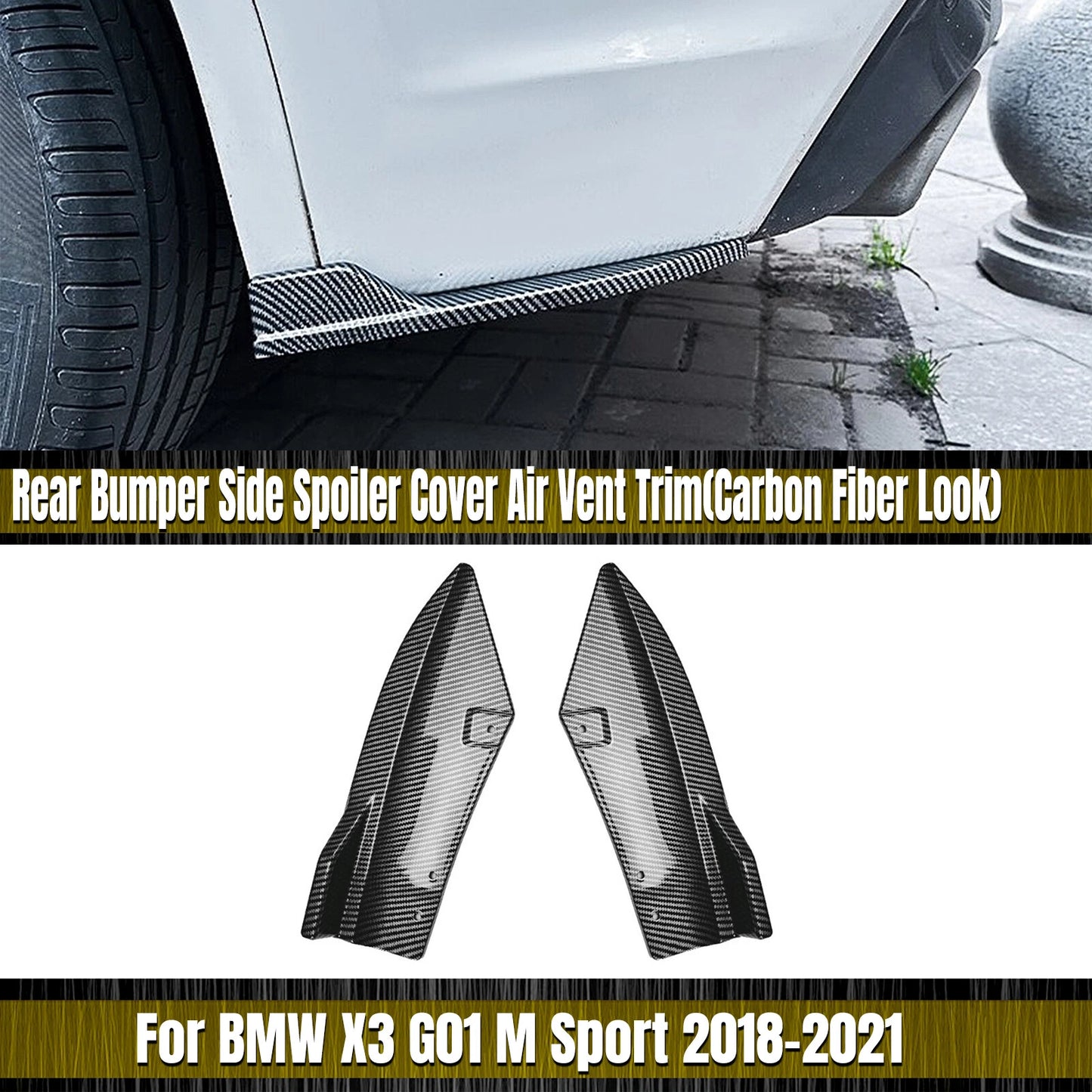 Rear Bumper Side Spoiler Cover for BMW X3 G01 LCI M Sport (2018-2021)