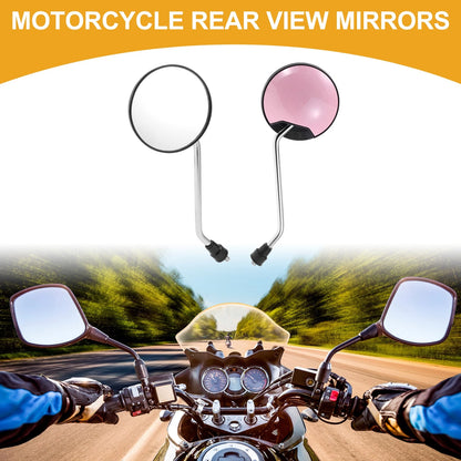 Rear View Mirrors for M8 Motorcycle Handlebar Silver Tone Pink Iron