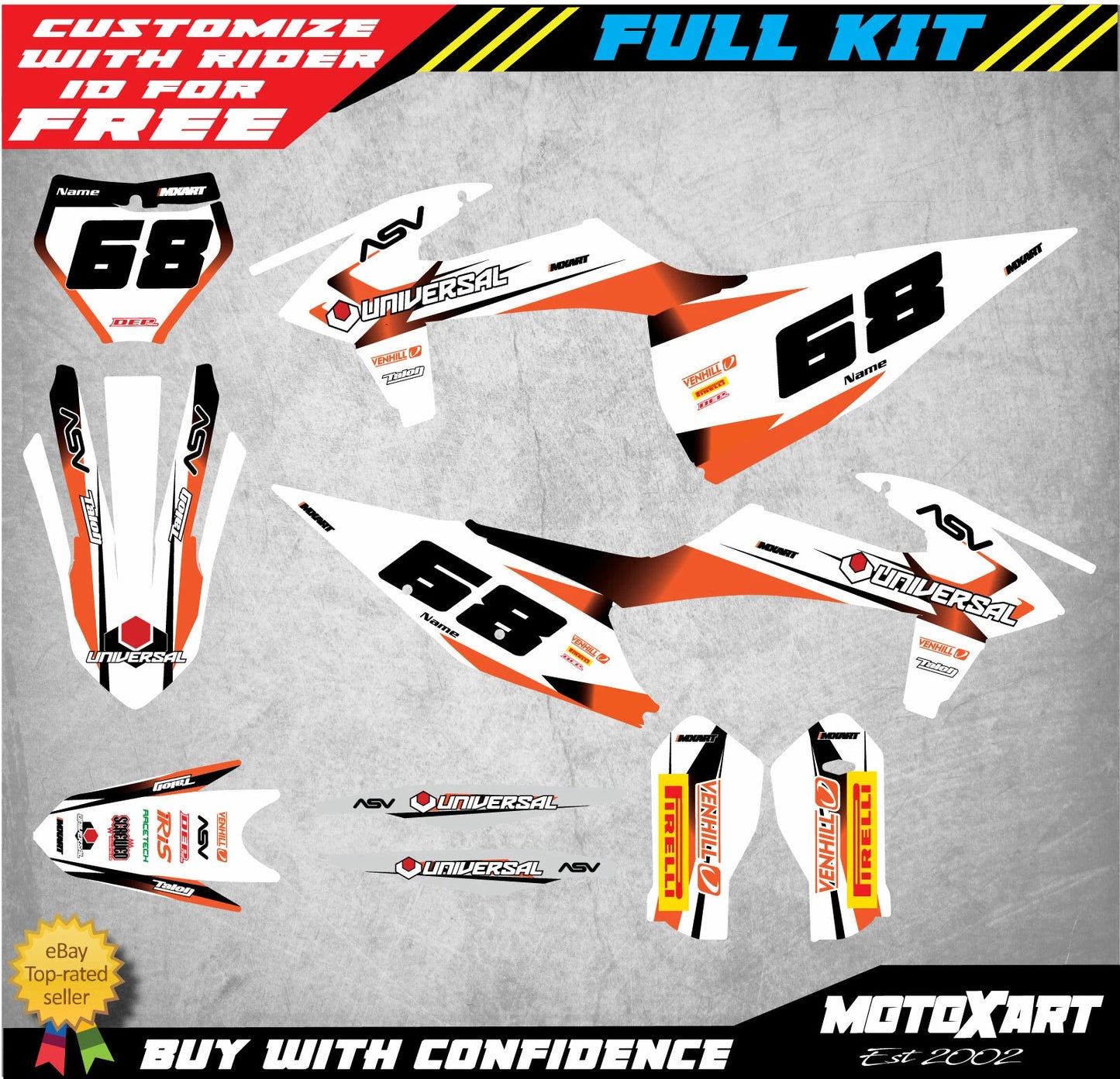 Custom Graphics Kit STORM Stickers for KTM SX125 150 250 (2019-2020)