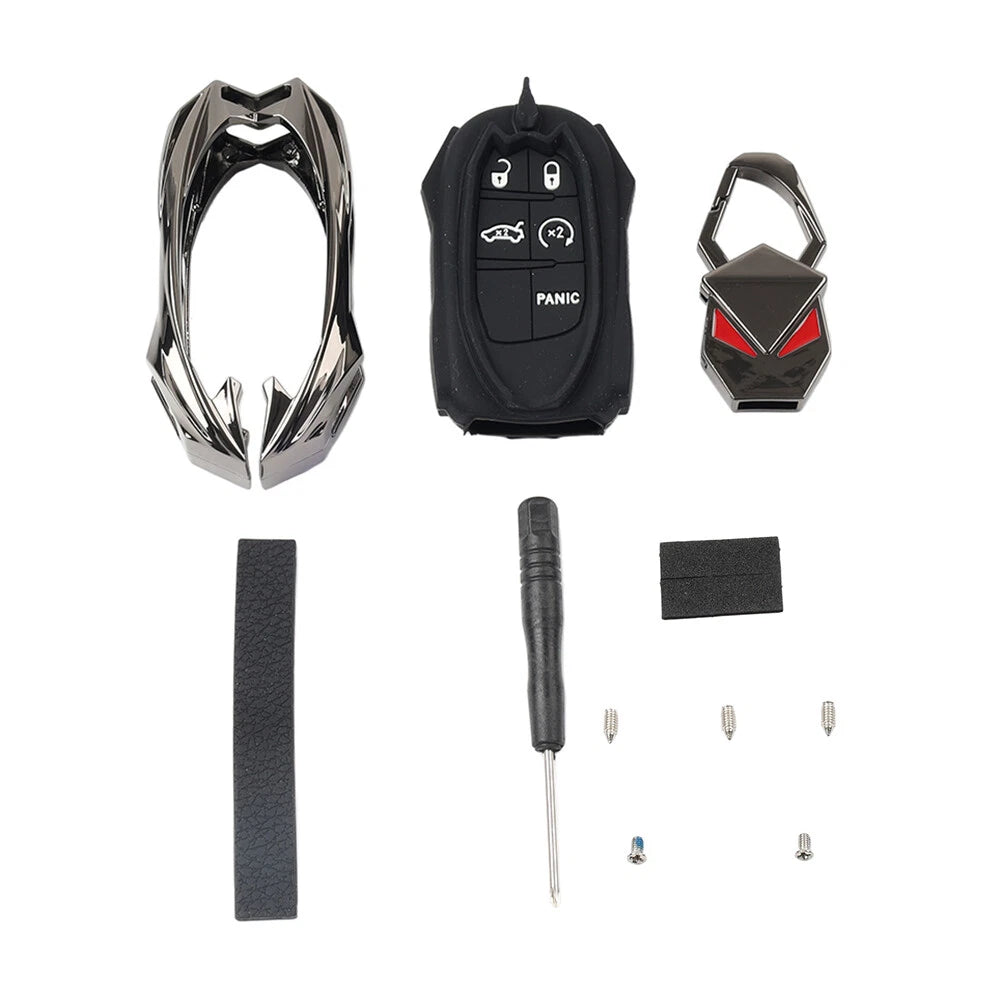 Black 5-Button Smart Key Fob Shell Cover for Dodge Challenger (2015-2023)
