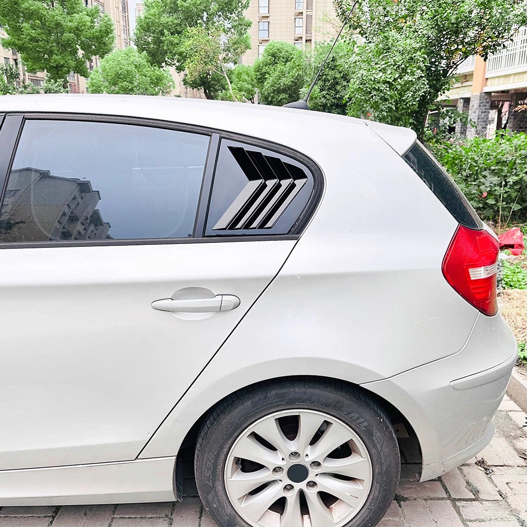 Black Side Rear Window Louvers Shutter Vent Cover for BMW 1 Series (2005-2011)