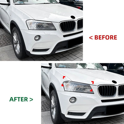 Tape-On Carbon Style Headlight Eye Lids Covers for BMW X3 (2011-2013)