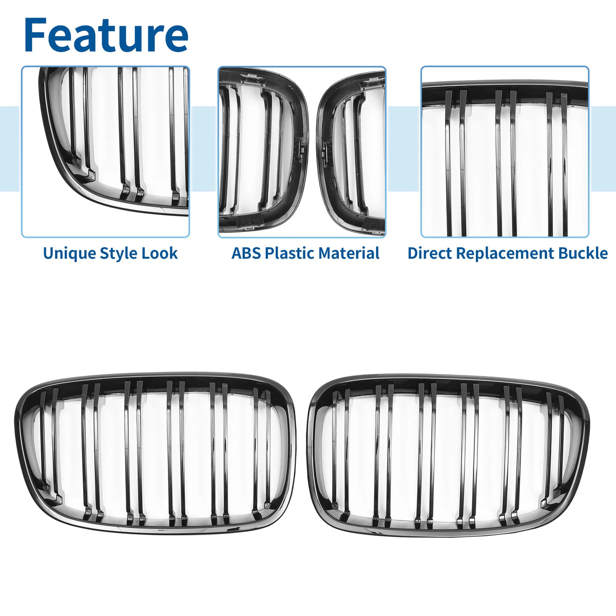 Front Upper Bumper Grille for BMW 1 Series F20 2011-2014 Double Slat