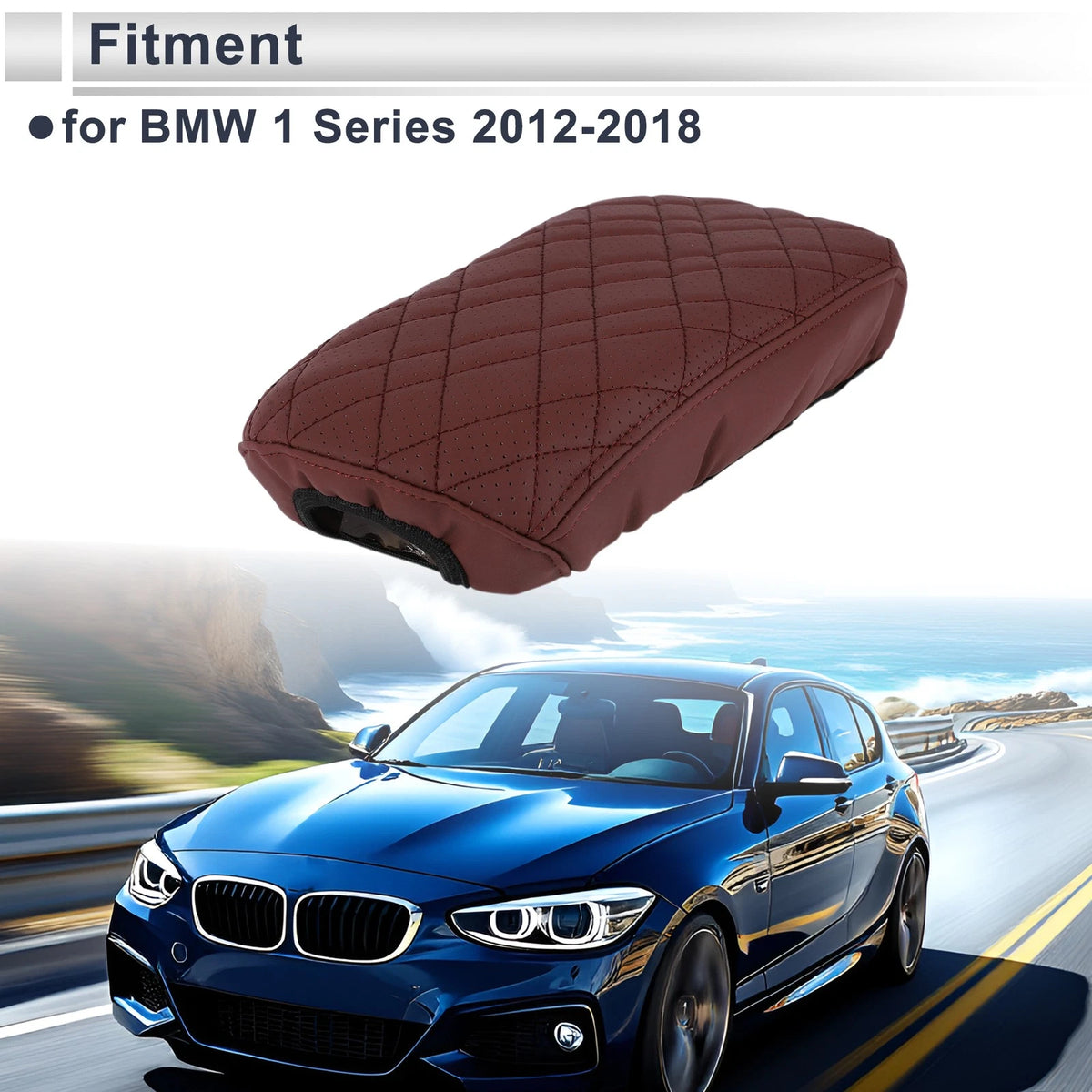 Car Center Console Cover for BMW 1 Series 2012-2018 Wine Red 1 x Pc