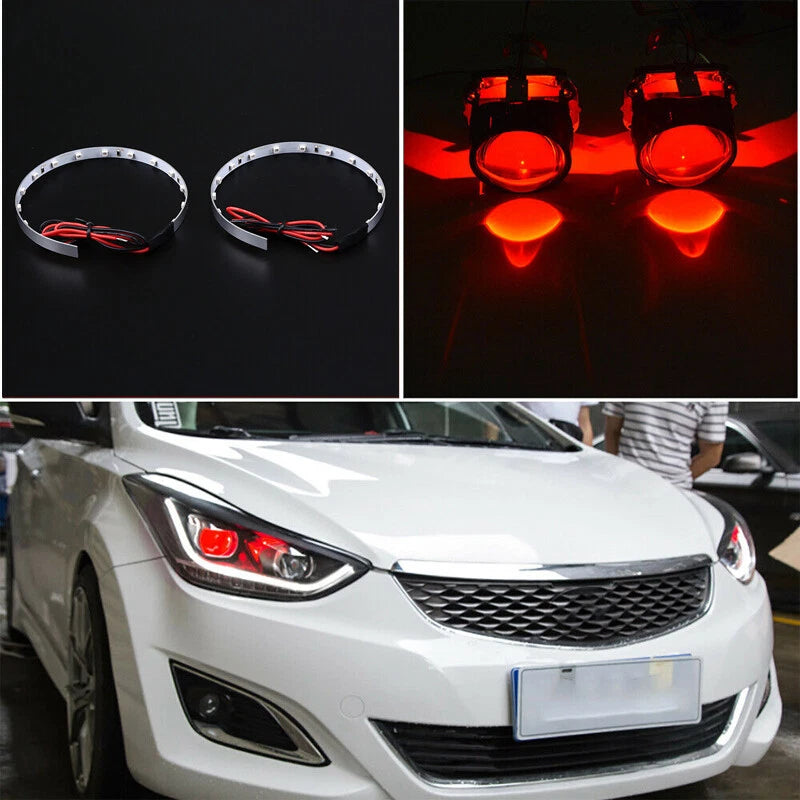 2 x Red Devil Demon Eyes Halo Ring LED for Projector Lens Headlights Retrofit