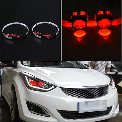 2 x Red Devil Demon Eyes Halo Ring LED for Projector Lens Headlights Retrofit