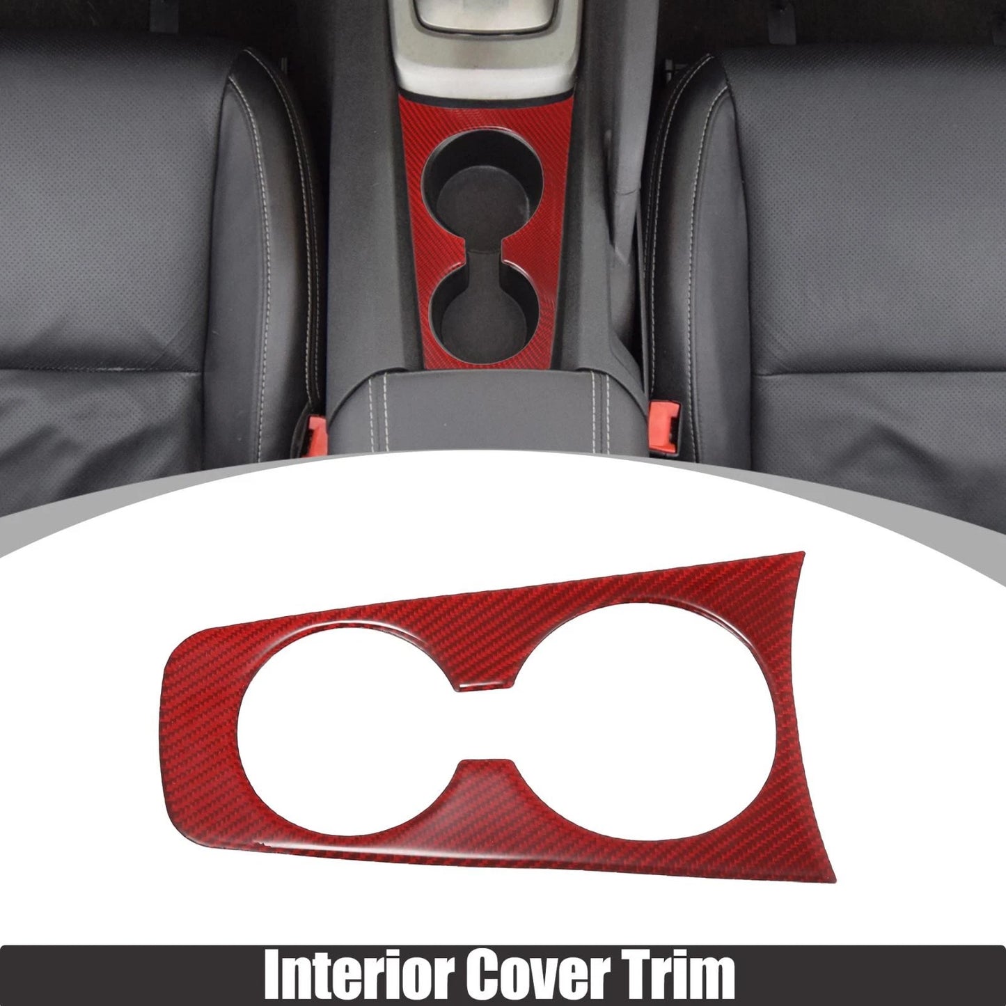 Red Carbon Fiber Cup Holder Cover Frame Trim for Chevrolet Camaro (2010 - 2015)