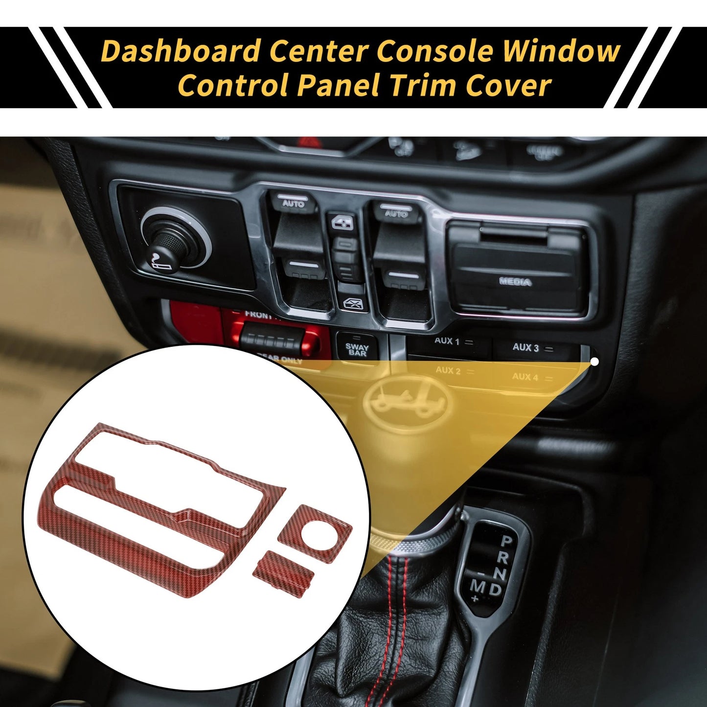 Dashboard Center Console Window Control Panel Cover for Jeep (2020-2023)