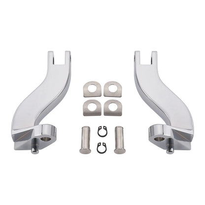 Rear Passenger Foot Peg Mounts for Harley Touring (1993-2025) Black/Chrome