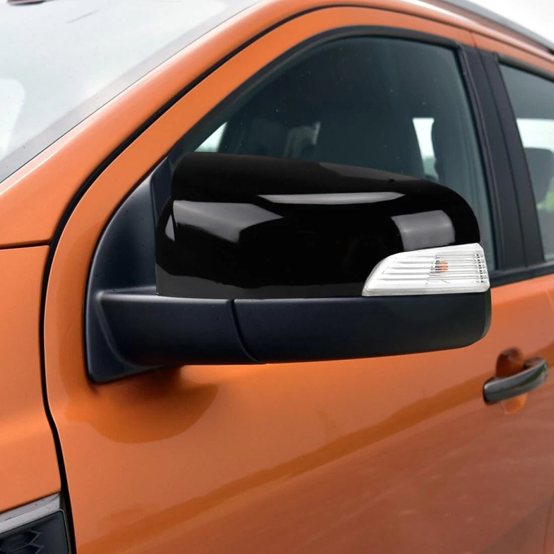 OX Horn Cover Trim Rear View Side Mirror for Ford Ranger (2015-2023) Gloss Black
