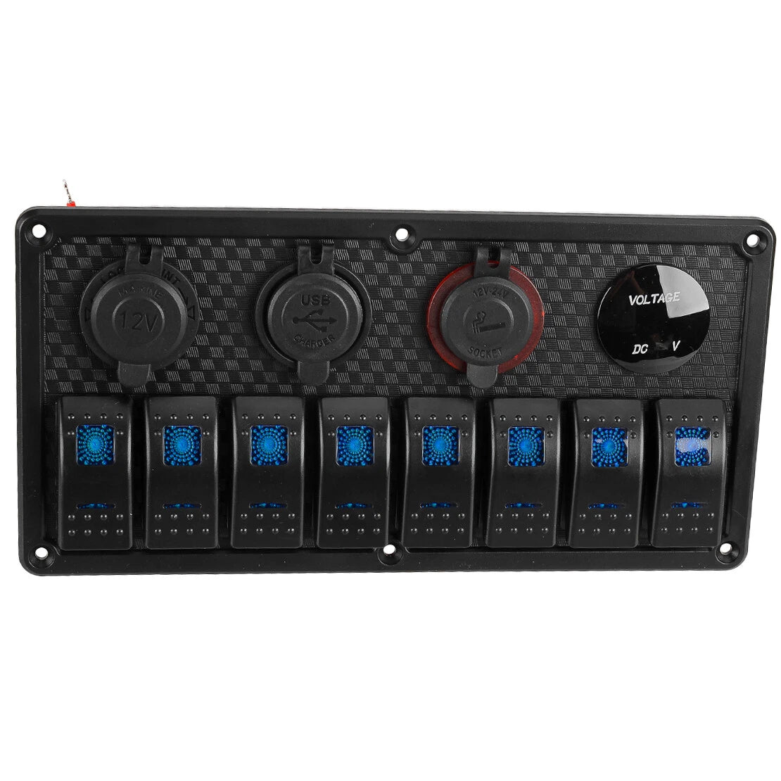 8 Gang Circuit Breaker Rocker Switch Panel for Car Marine Boat - Blue LED