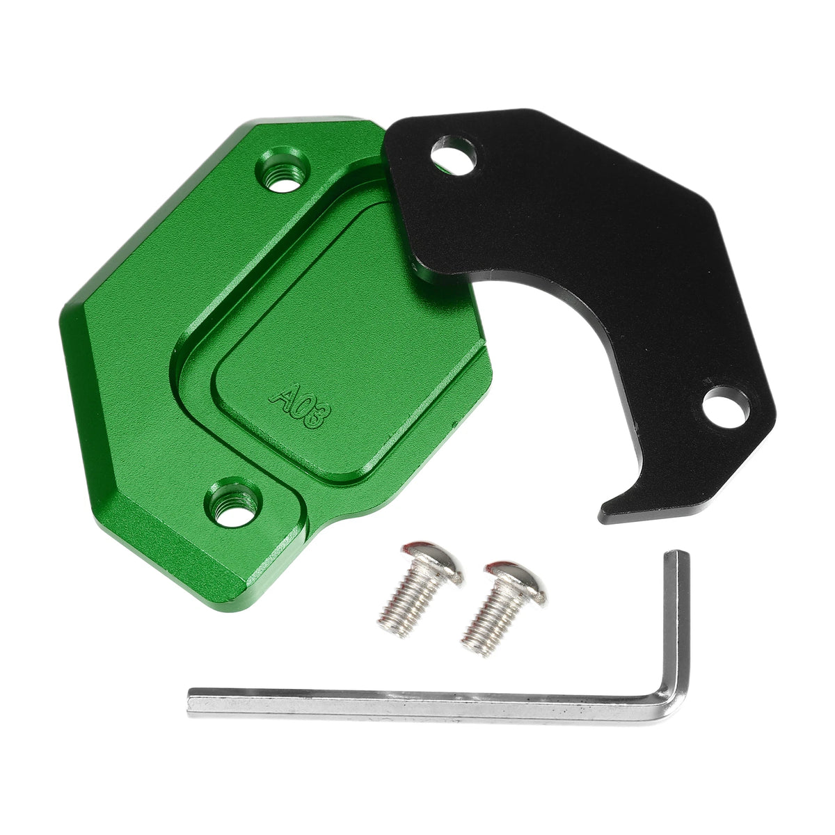 Aluminum Alloy Motorcycle Kickstand Pad for Honda - Black Green