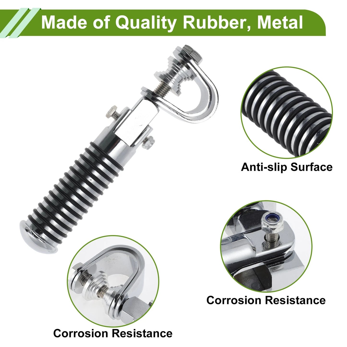 FootPegs 4.9" Rear Footrest Rubber Metal Silver Tone 2 x for Motorcycle
