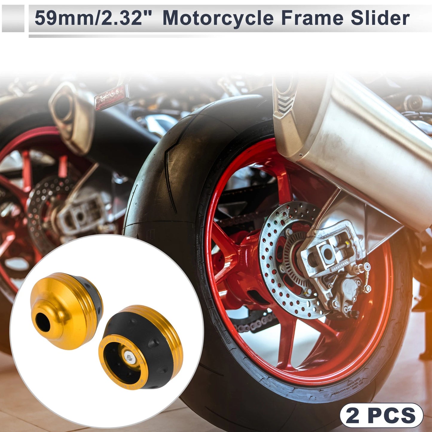 Slider Frame 15mm 2 x Gold Tone for Motorcycle