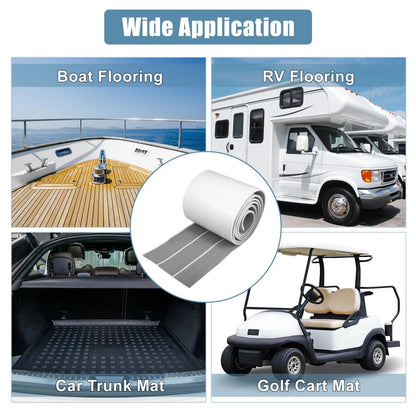 95x7 EVA Faux Teak Decking Sheet Flooring Mat for Boat Yacht Marine Gray White