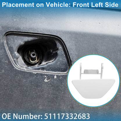 Front Left Washer Nozzle Cover for BMW 528i 2014-2016 (2 x White Caps)