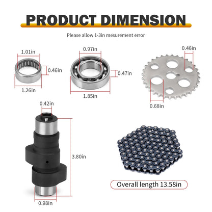 Camshaft Kit w/Bearings for Yamaha Wolverine 350 4x4 YFM350F 1995-2005