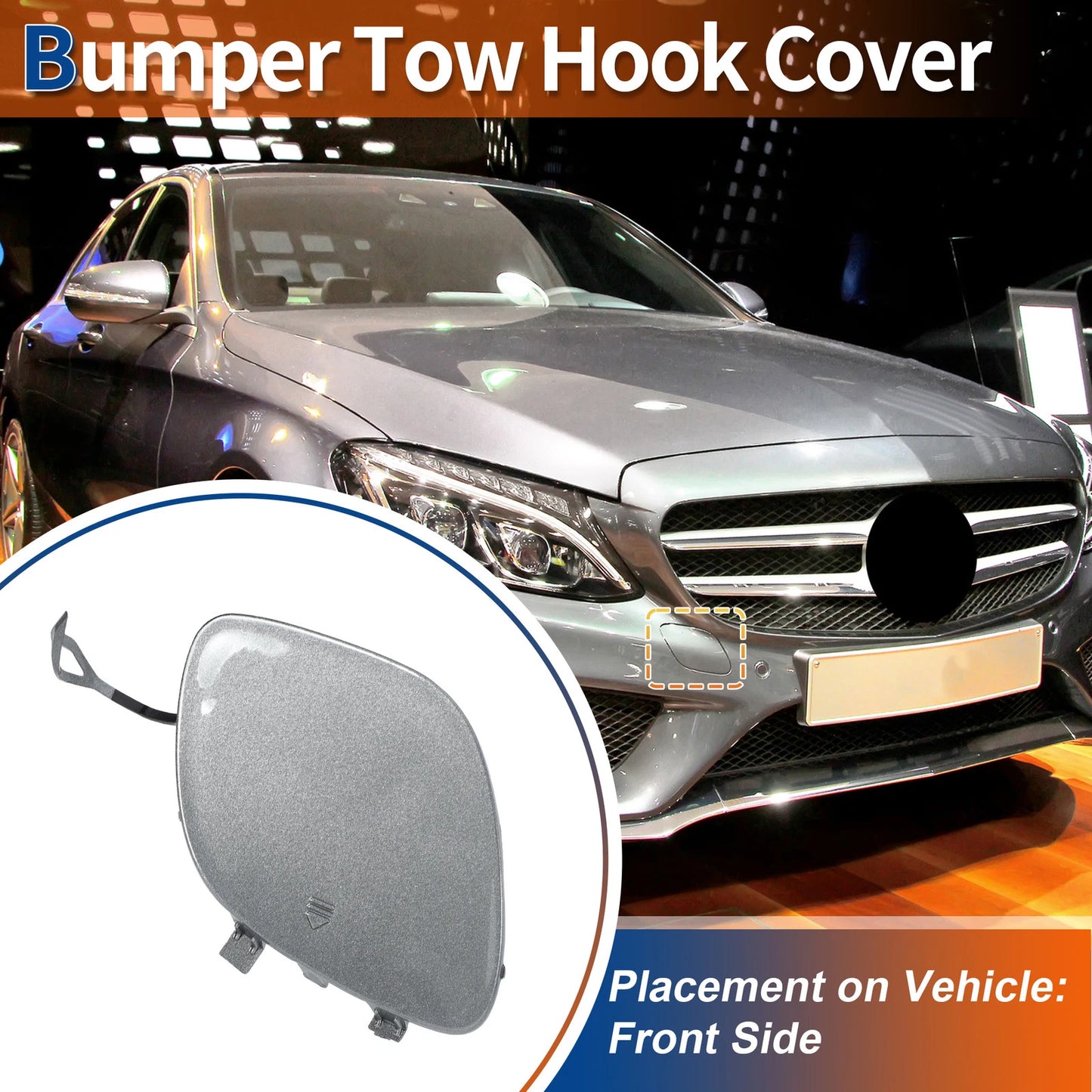Front Car Bumper Tow Hook Cover for Mercedes-Benz C43 (2017-2020)