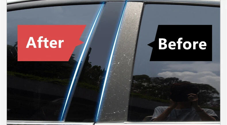 6Pcs / Black / Pillar Posts Door Trim Covers for Hyundai Santa Fe (2013–2018)
