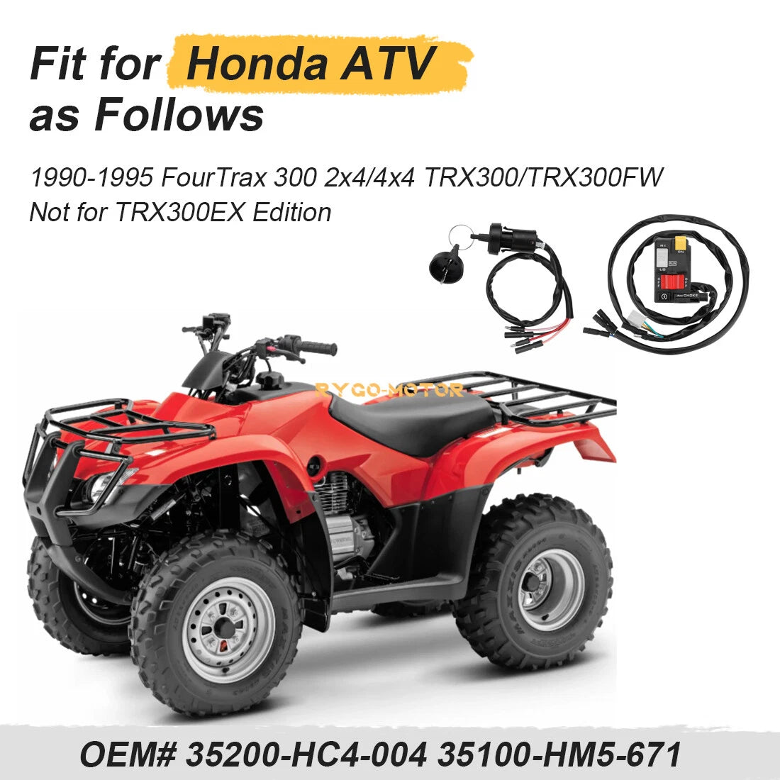 Handlebar & Key Switch for Honda FourTrax 300 (1990–1995)