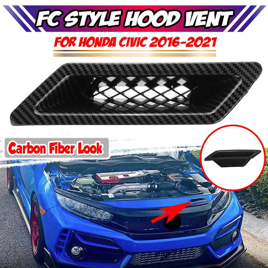 1x Universal Bumper Hood Air Vent Intake Duct FC Style Glossy Carbon Fiber Look