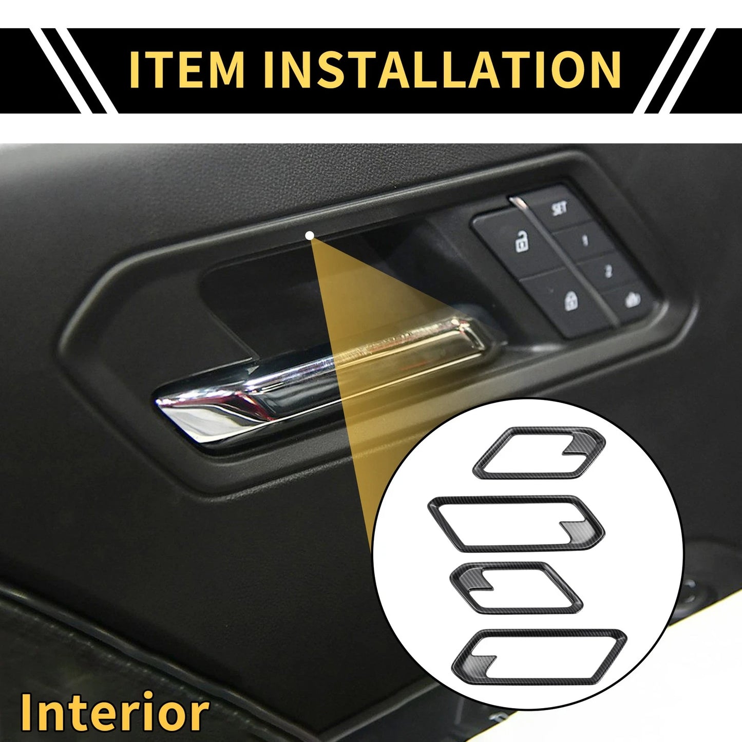Bezel Cover for Chevy Colorado Door Handle, Carbon Fiber Pattern (2023-2024)