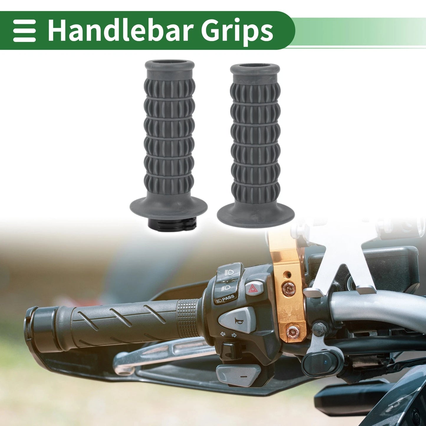 25mm Motorcycle Hand Grips Cover Kit Dark Gray Scale Pattern