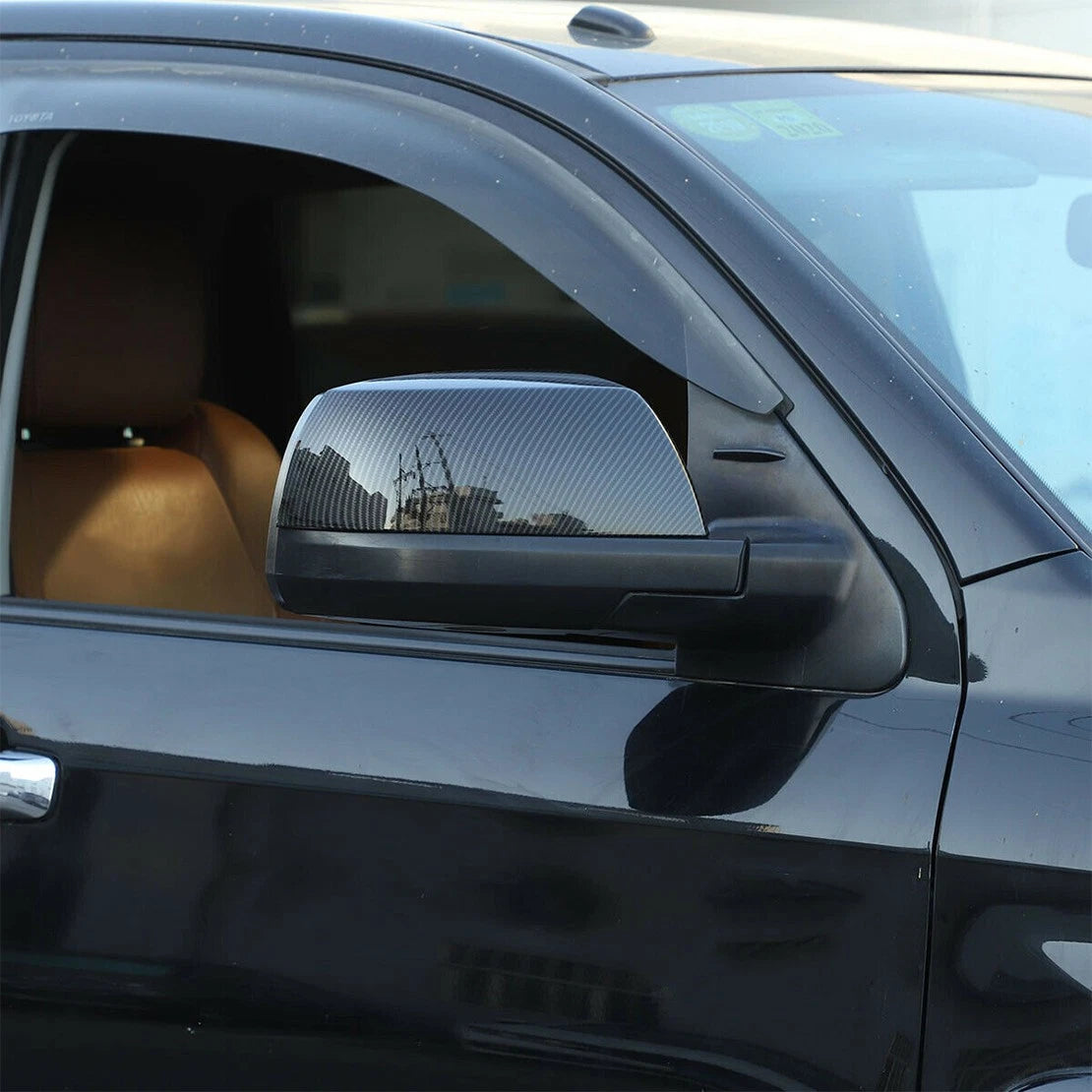 Carbon Fiber Look Rear View Mirror Covers for Toyota Tundra, Sequoia (2007-2021)