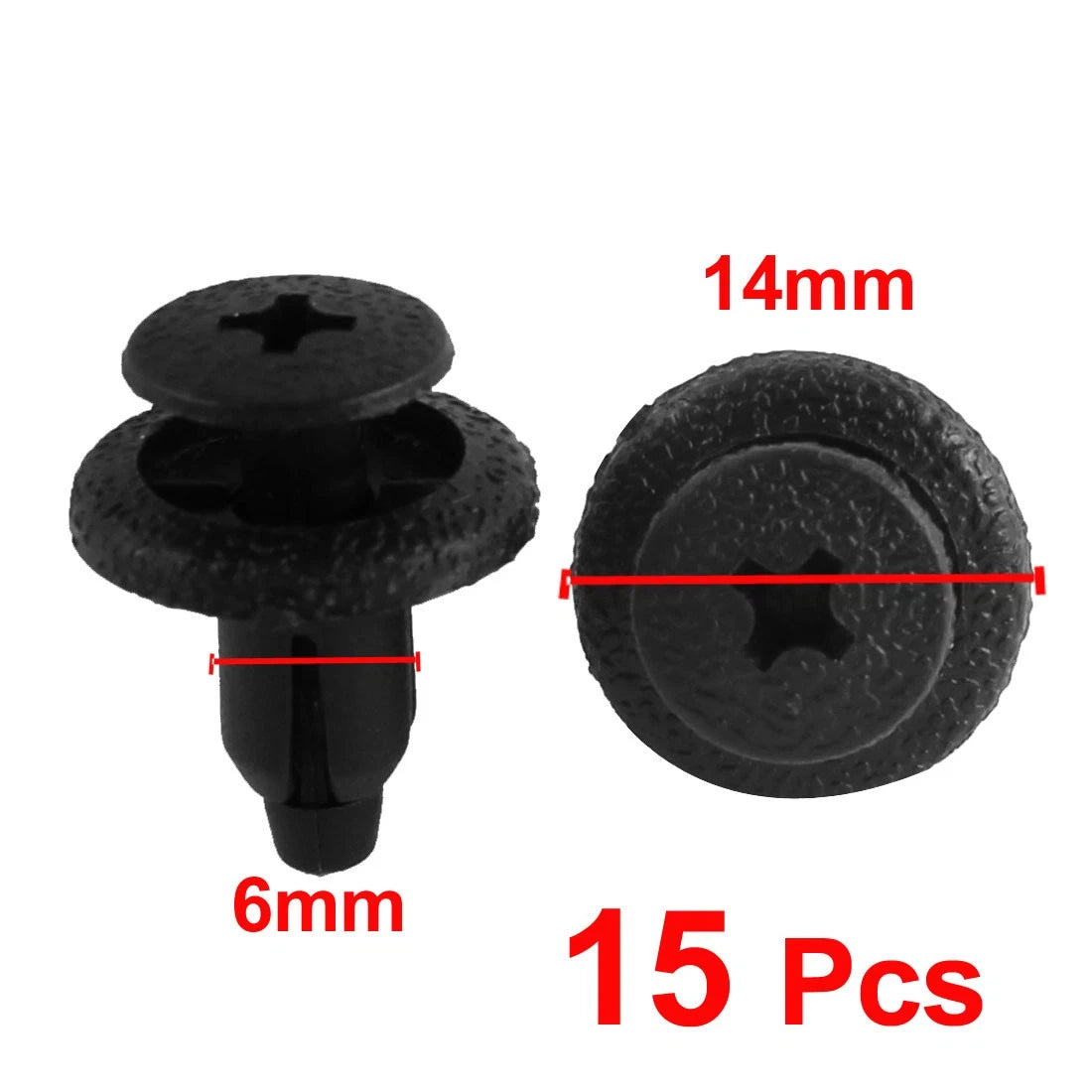 6mm Hole 15 Pcs Push Type Plastic Rivet Trim Panel Fastener Clips for Toyota