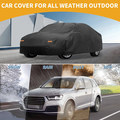 Car Cover Waterproof All Weather for Toyota Camry Black 210D PU with Zipper
