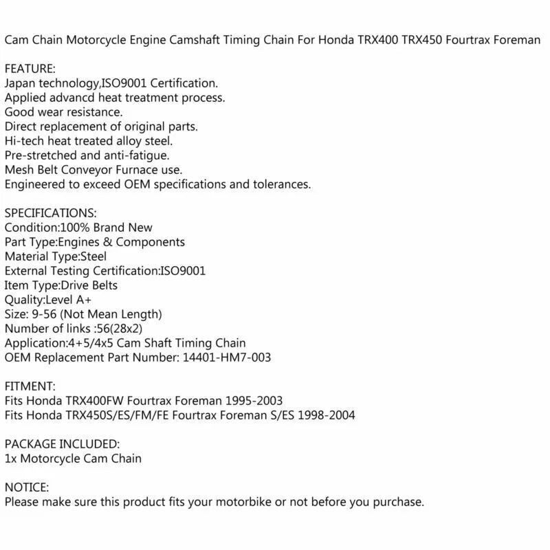 Timing Chain 56L for Honda TRX400 TRX450 Fourtrax Foreman (2004-2014)